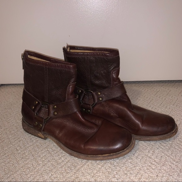 Frye Phillip Harness Boots | Dark Brown | Size 6.5 - Picture 2 of 6